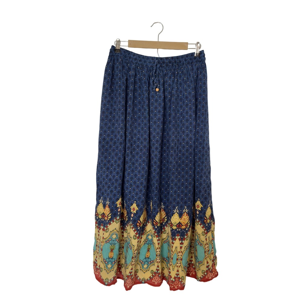 Gypsie Blue Large Boho Chic Whimsigoth Midi Skirt Lined Cottagecore Prairie